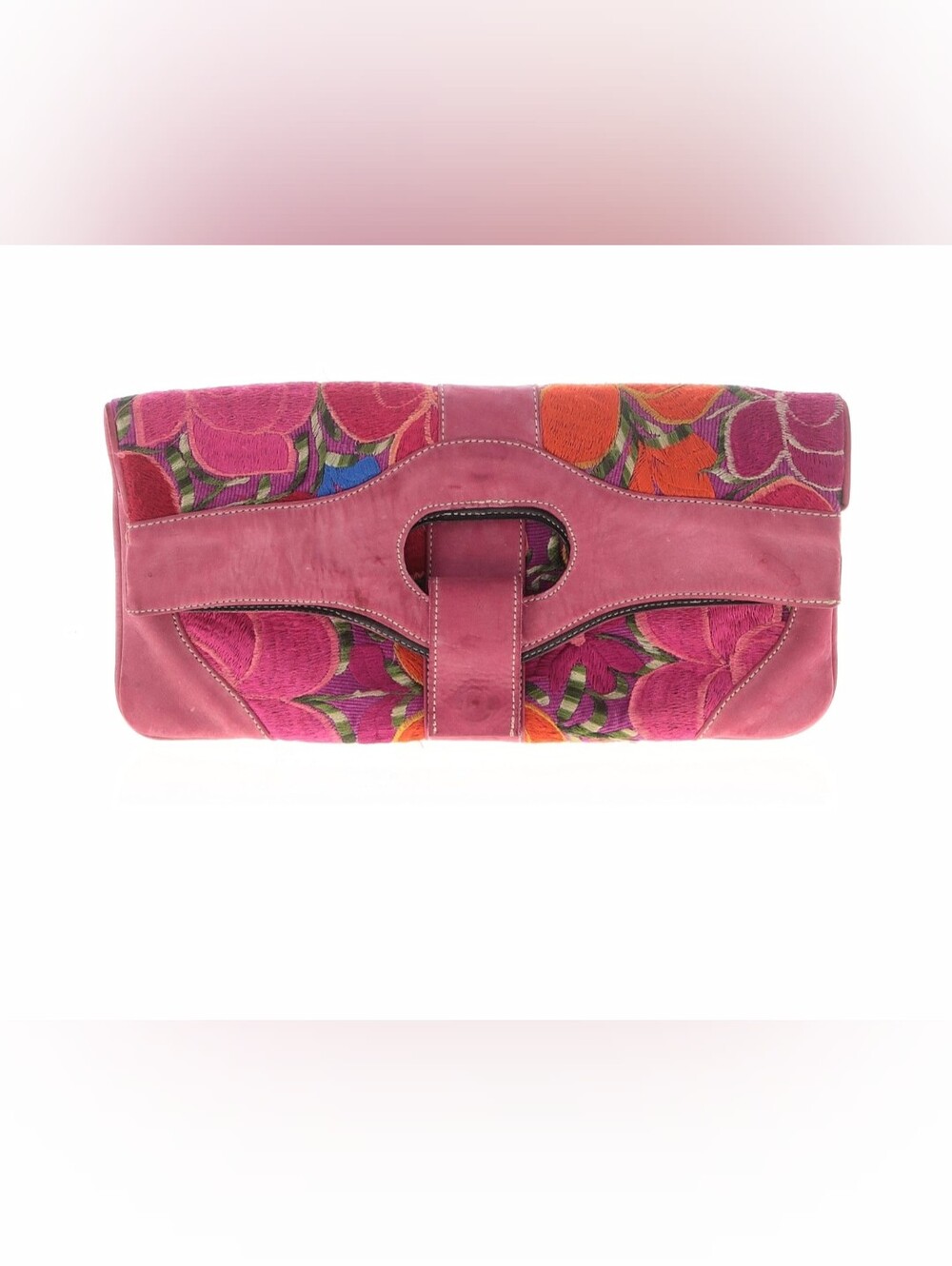 Floral Embroidered Pink Multi Clutch
